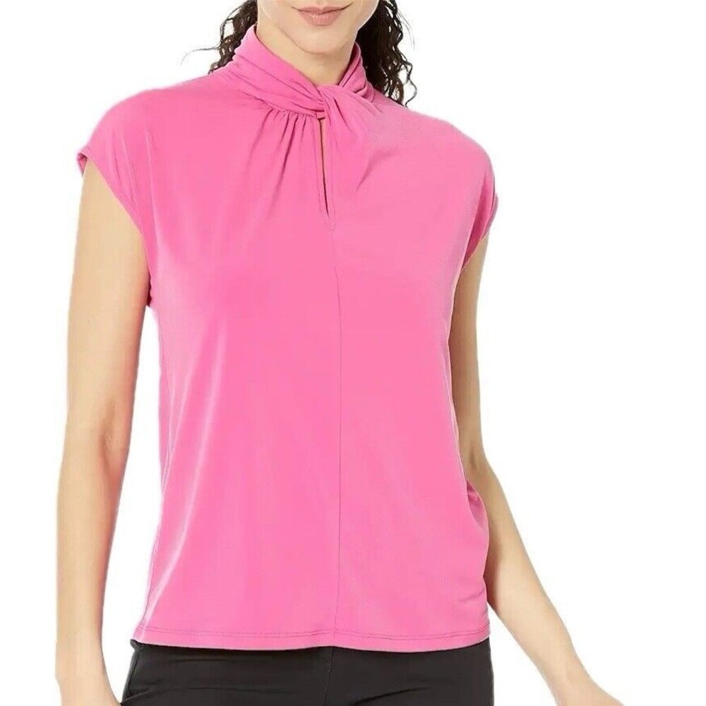 F. Michael Kors Top S Pink Top Cap Sleeve High Neck NWT